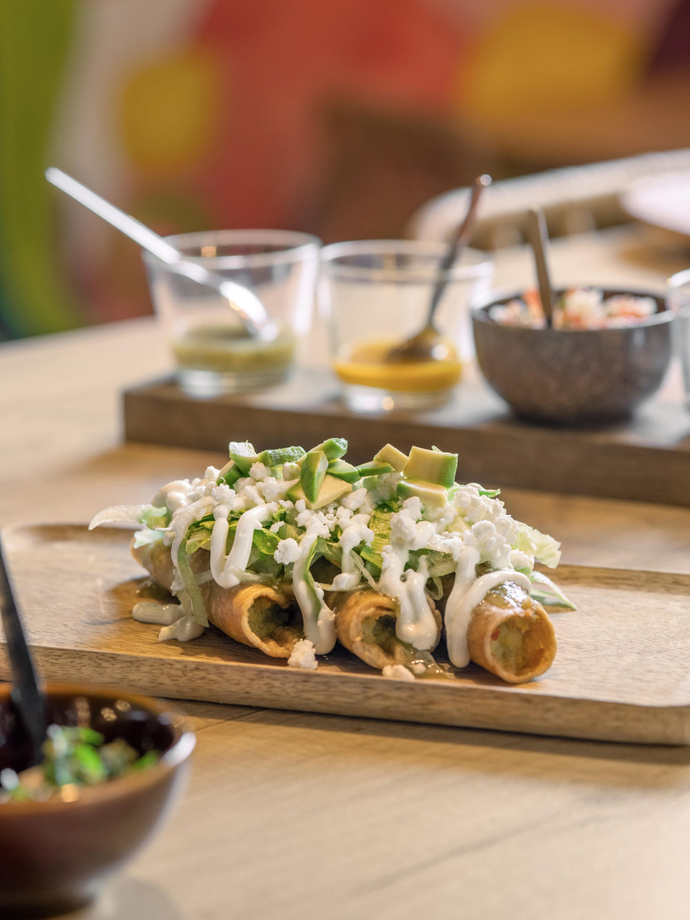 Flautas roulées, nappées de crème