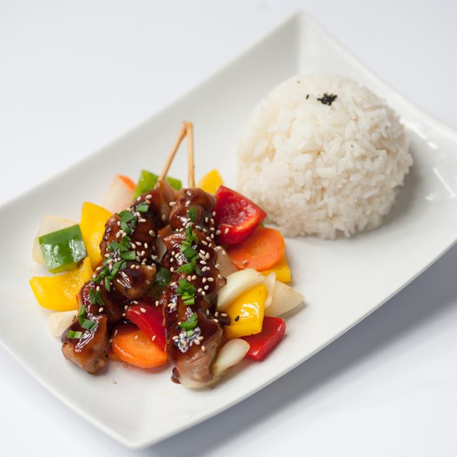Brochettes de poulet soja et miel